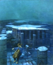 拉費特繪於1981年的《為一座淹沒之城彈奏的最後樂章》,現藏中環美術館